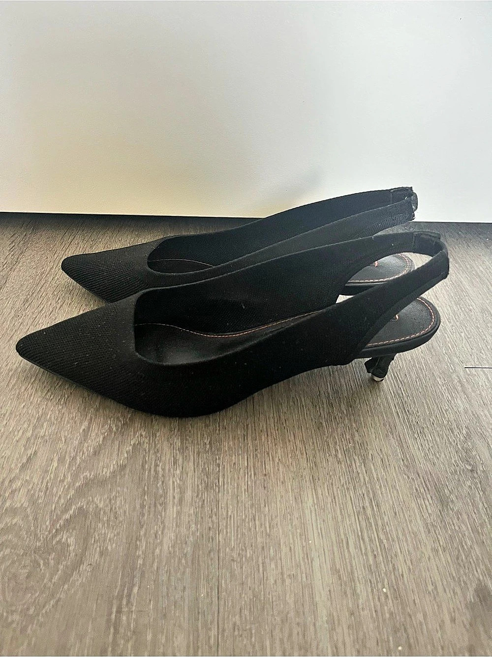 French Connection Black Pointed-Toe Slingback Heels - Picture 2 of 5